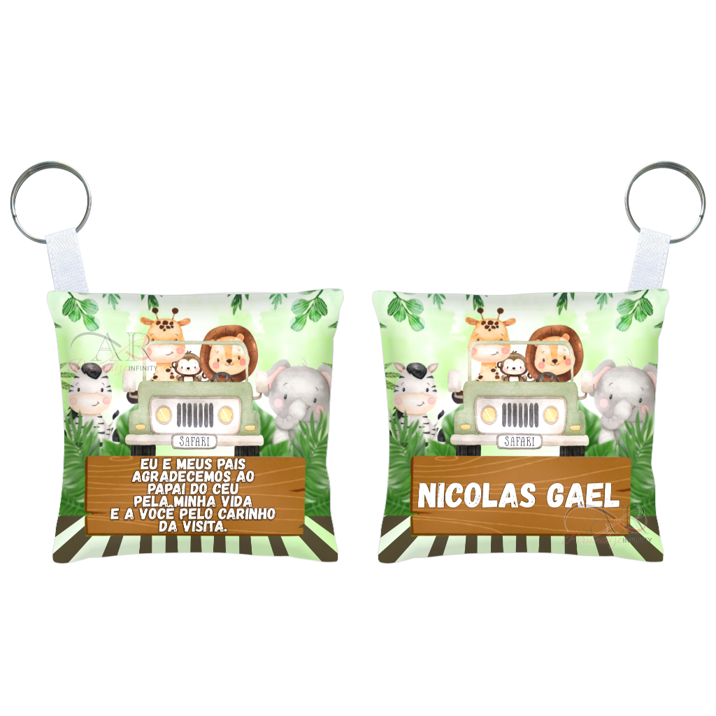 Lembrancinha personalizada Chaveiros Almofada Aniversário Chá de bebê Maternidade tema Safári