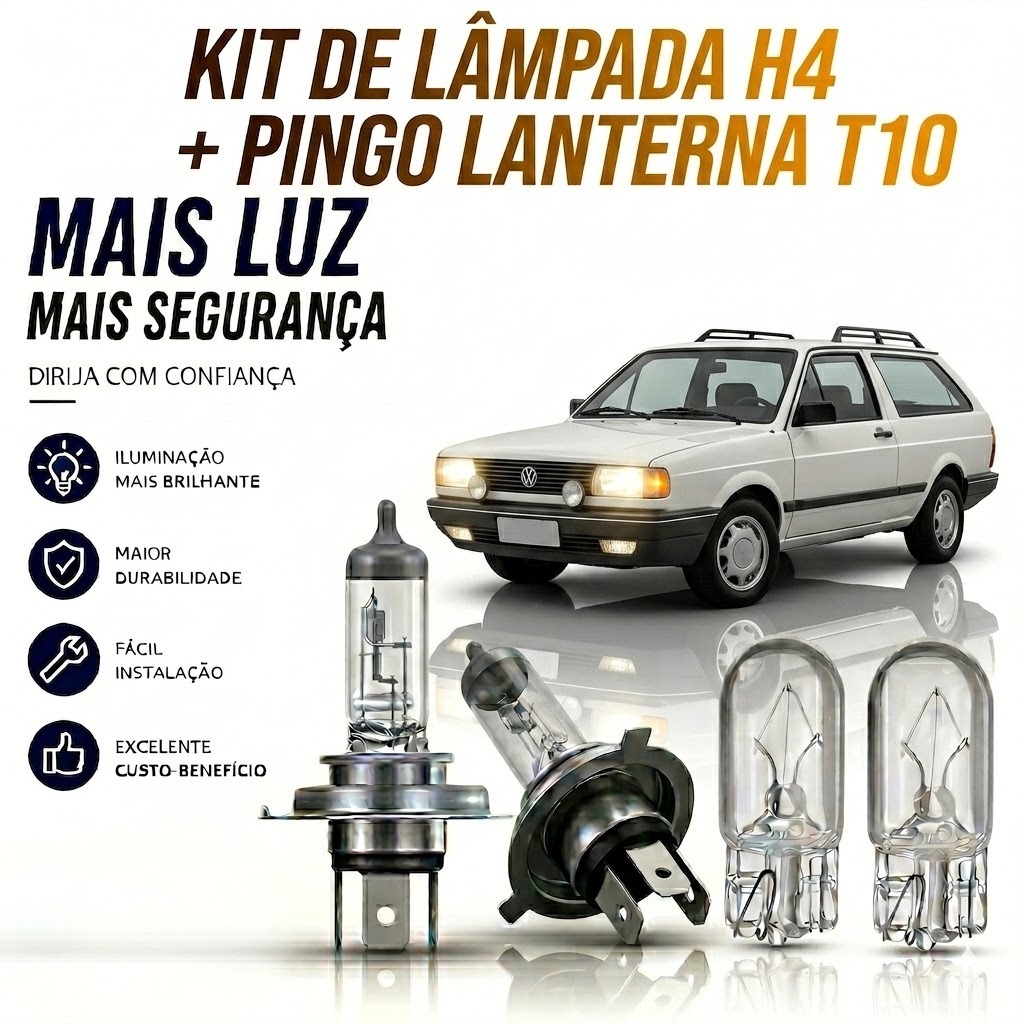 Lâmpada farol BAIXO / ALTO + LANTERNA PARATI 1982 ATÉ 1999