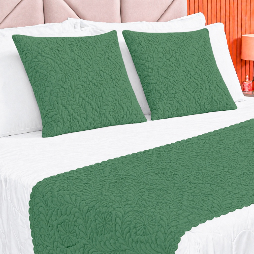 Kit Peseira para Cama Super King 3 Peças Matelada Decorativa e Confortável