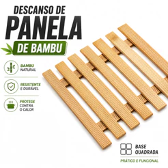 Descanso Apoio Para Panela De Bambu Quadrado Apoio Para Panela Quente Protetor De Mesa Resistente