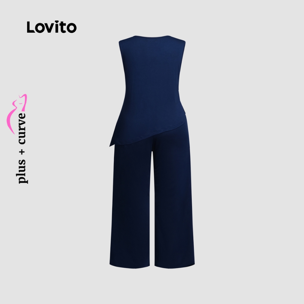 Lovito Conjunto Casual Feminino Plus Size Liso BRTPB625BRL655 · foto 2