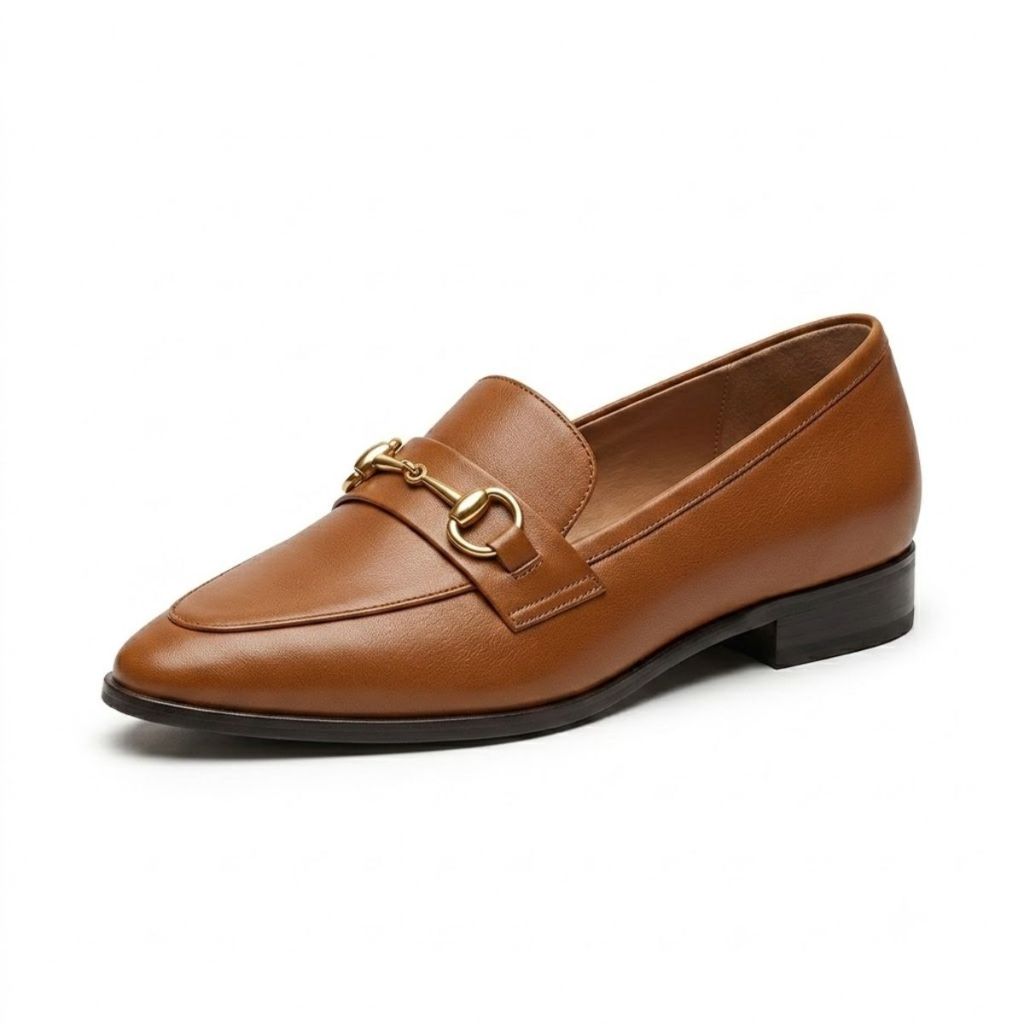 Sapato Mocassim Feminino Bico Fino Elegante Confortável Casual Trabalho Detalhe Dourado Chique