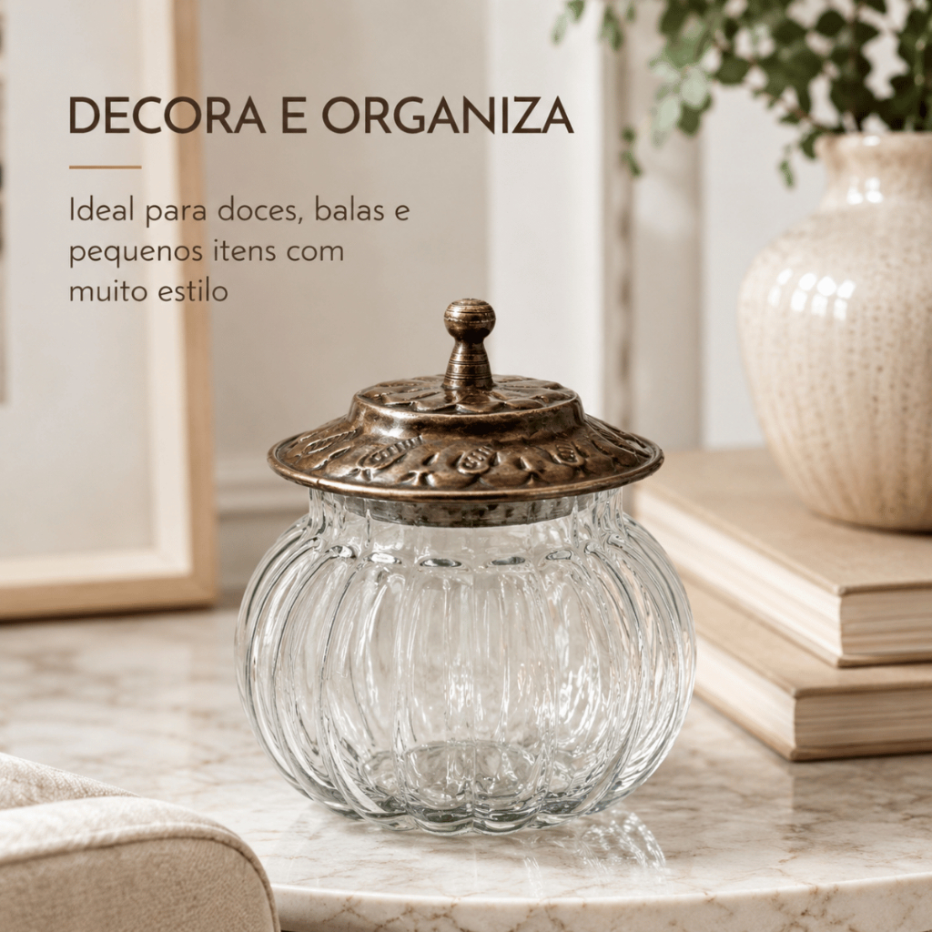 Potinho de Vidro Tampa Decorativo Bomboniere Tampa Luxo Potiche Porta Objeto Doce Bala Baleiro