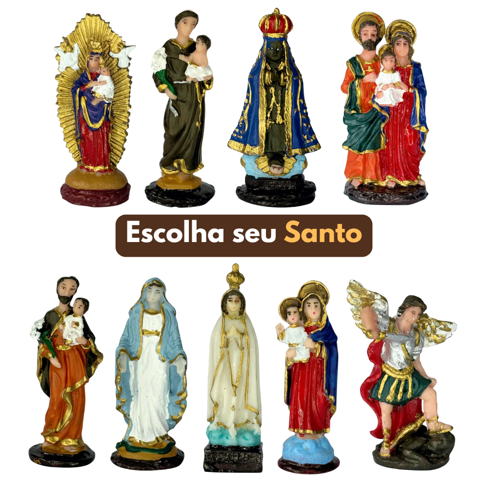 Mini Imagem Resina 7cm Aparecida Fátima São Miguel Lembrancinha Oratório Altar Decoração Festa