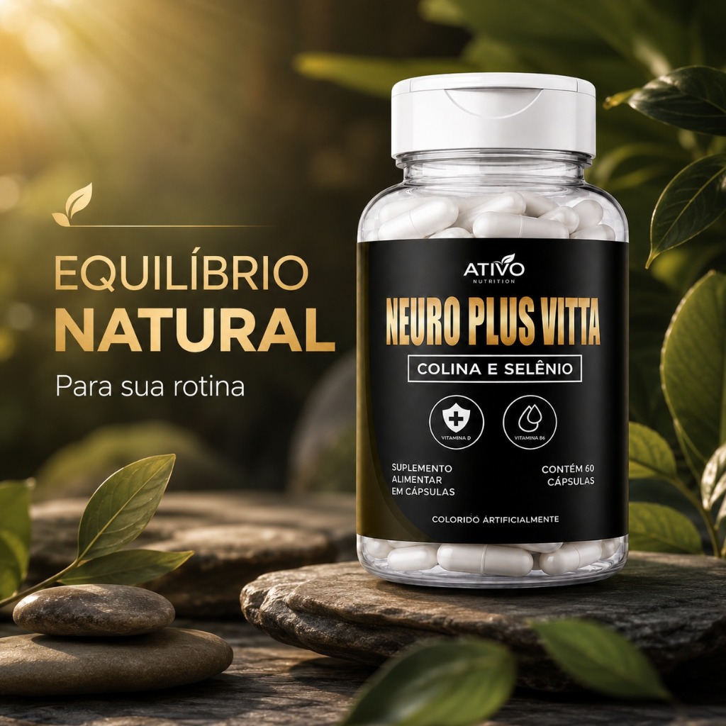 NEURO PLUS VITTA | Ativo Nutrition - 60 Cápsulas - Colina, Selênio, Vitaminas D e B6, Antioxidante e Bem-Estar
