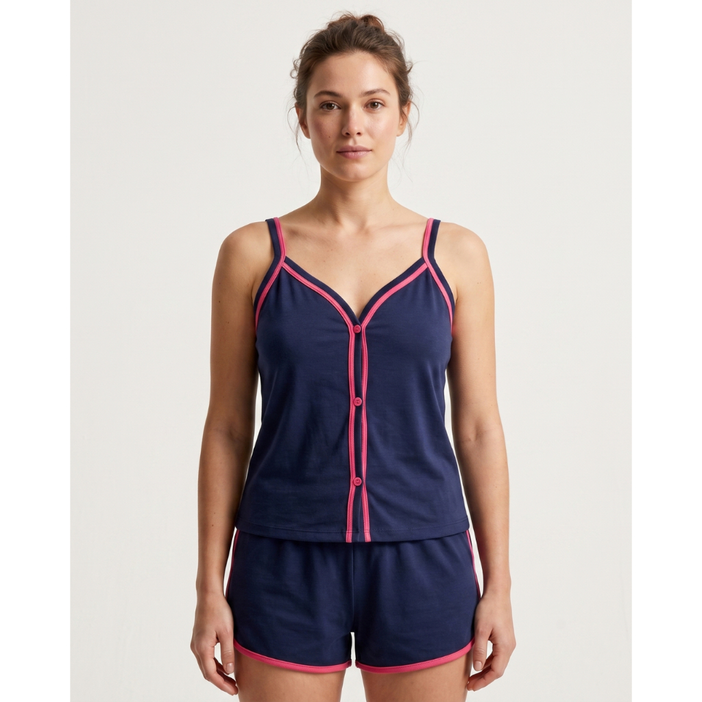 Pijama Feminino de Alça Blogueira Verão Malha PV Master Macio P ao GG