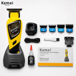 Máquina de cortar cabelo profissional Kemei KM-1882 aparador de cabelo recarregável com base