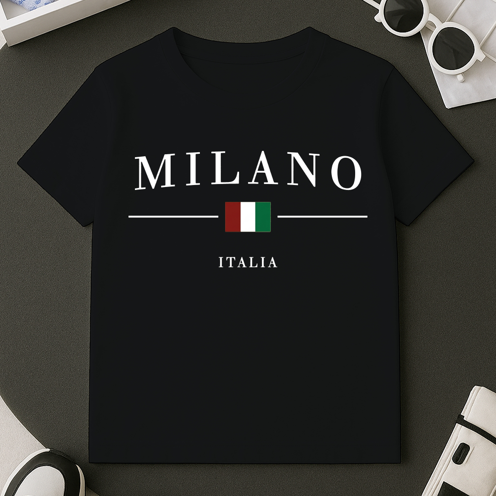 Camiseta Estampada Milano T-shirt Blusa 100% Algodão Premium Masculino Do Tamanho 2 ao GG