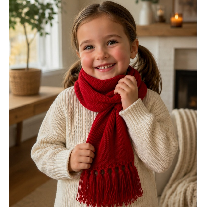 Cachecol Infantil de Tricot Lã Antialérgico Unissex Várias Cores