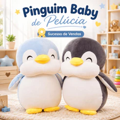 Boneco Pinguim Baby De Pelúcia 24cm Macio Realista De Madagascar p/ Decoração Infantil Antialérgico Cores Sortidas