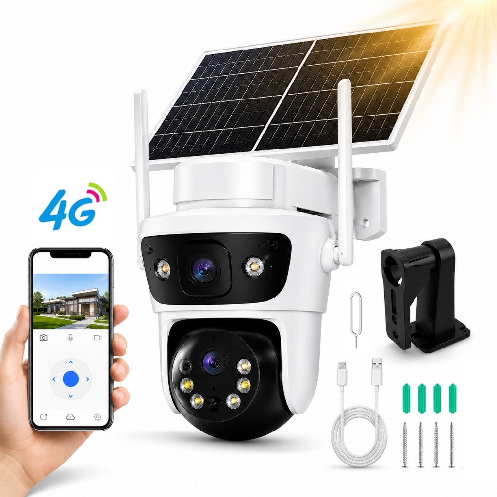 Câmera de Segurança Externa Solar 4G YOOSEE Dupla Lente PTZ IP66