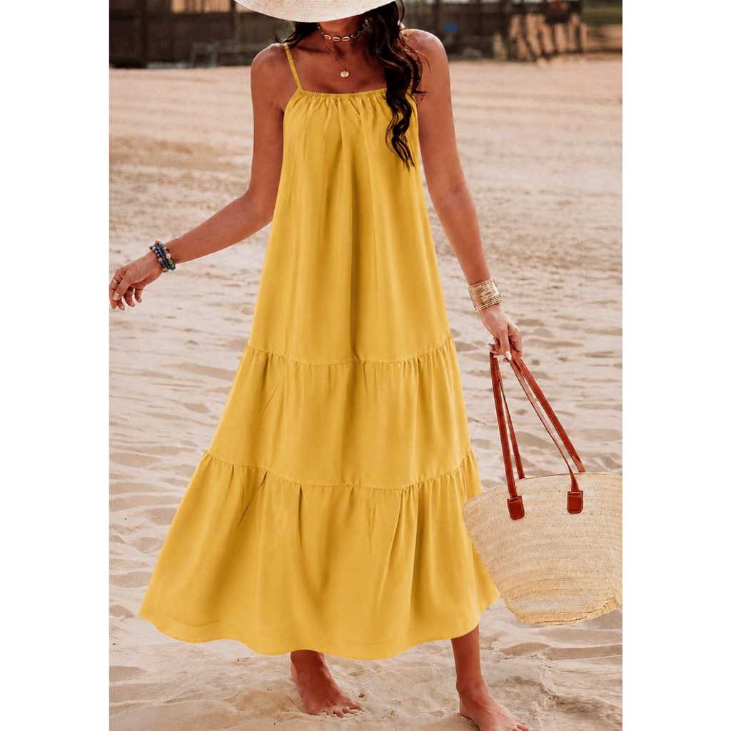 Vestido Longo Feminino Soltinho com Alças Finas – Casual, Leve e Confortável