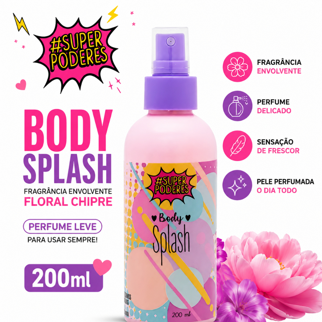 Body Splash Super Poderes 200ml Fragrância Envolvente Floral Chipre
