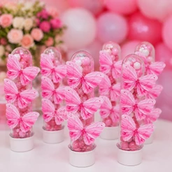 60 Borboletas Rosa 5 CM | Ideais para Topo de Bolo, Lembrancinhas, Buquês, Festa Jardim Encantado
