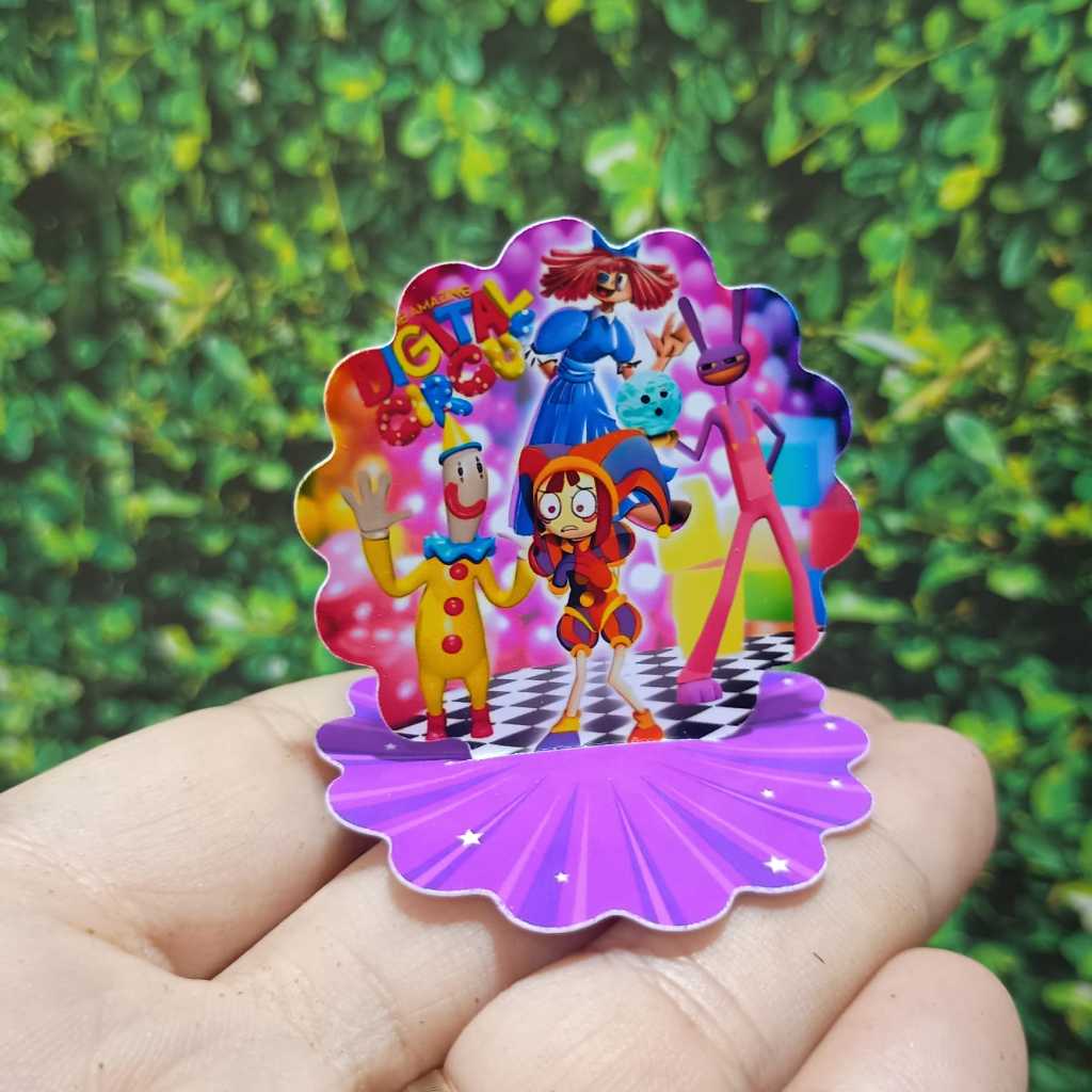 Aplique Personalizado Digital Circus Pomni para Caixinha Acrilica 5x5 ou Latinha Lembrancinha