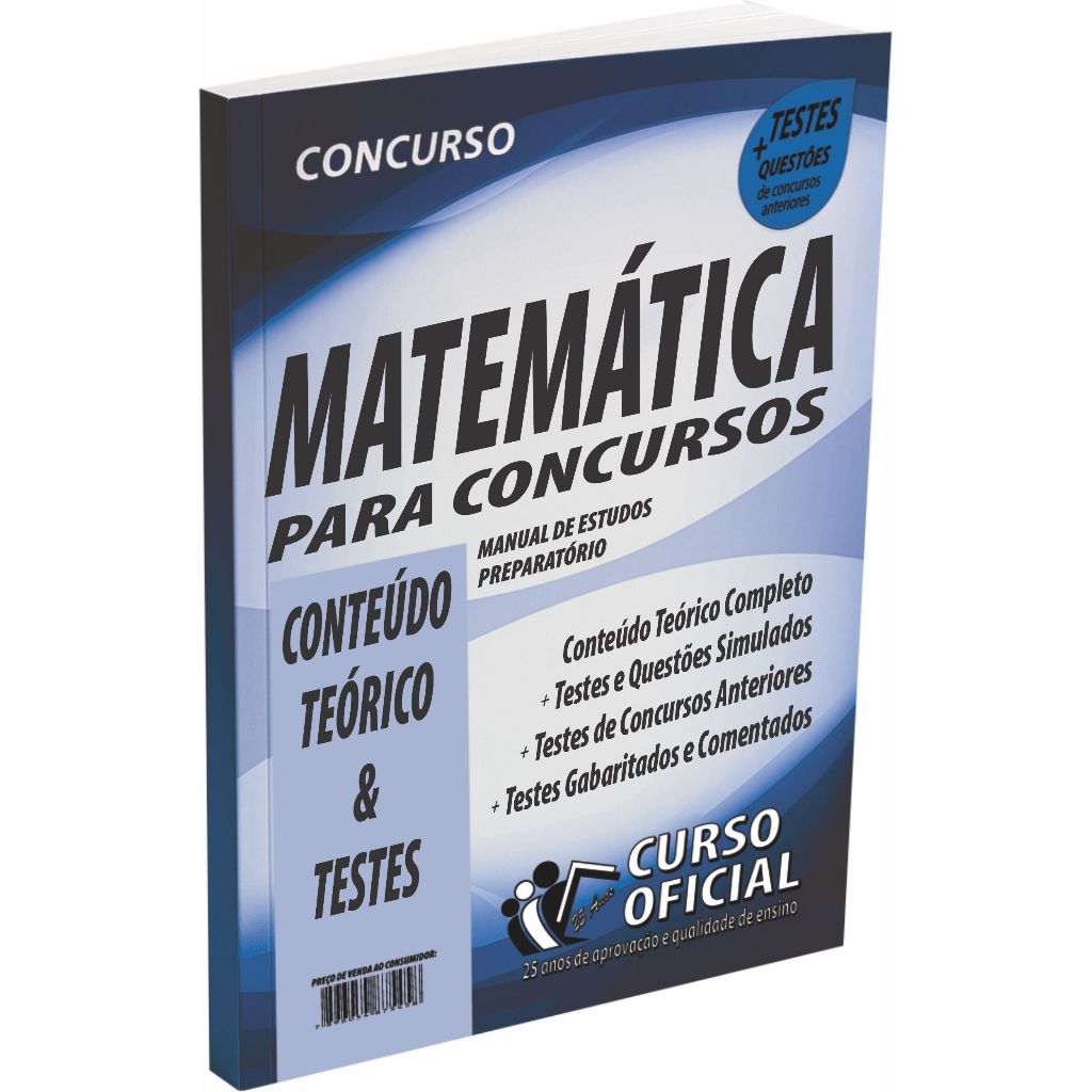 Imagem Apostila Matemática para Concursos - Conteúdo Teórico e Testes