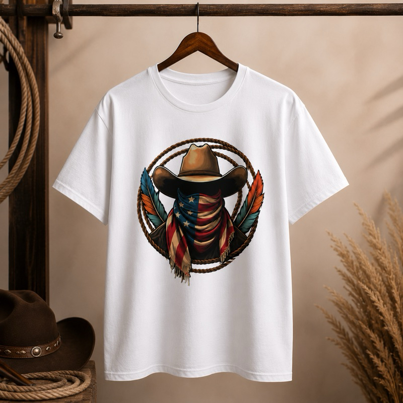 Camiseta Agro Masculina Femenina 100% Algodão Estampa Country Moda Cowboy EUA Autêntica Confortável Promoção