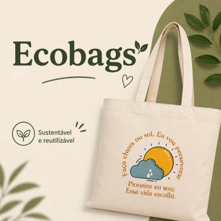 Ecobag Pioneiro 38x40 Algodão Cru 100% Bolsa Sacola Ecológica
