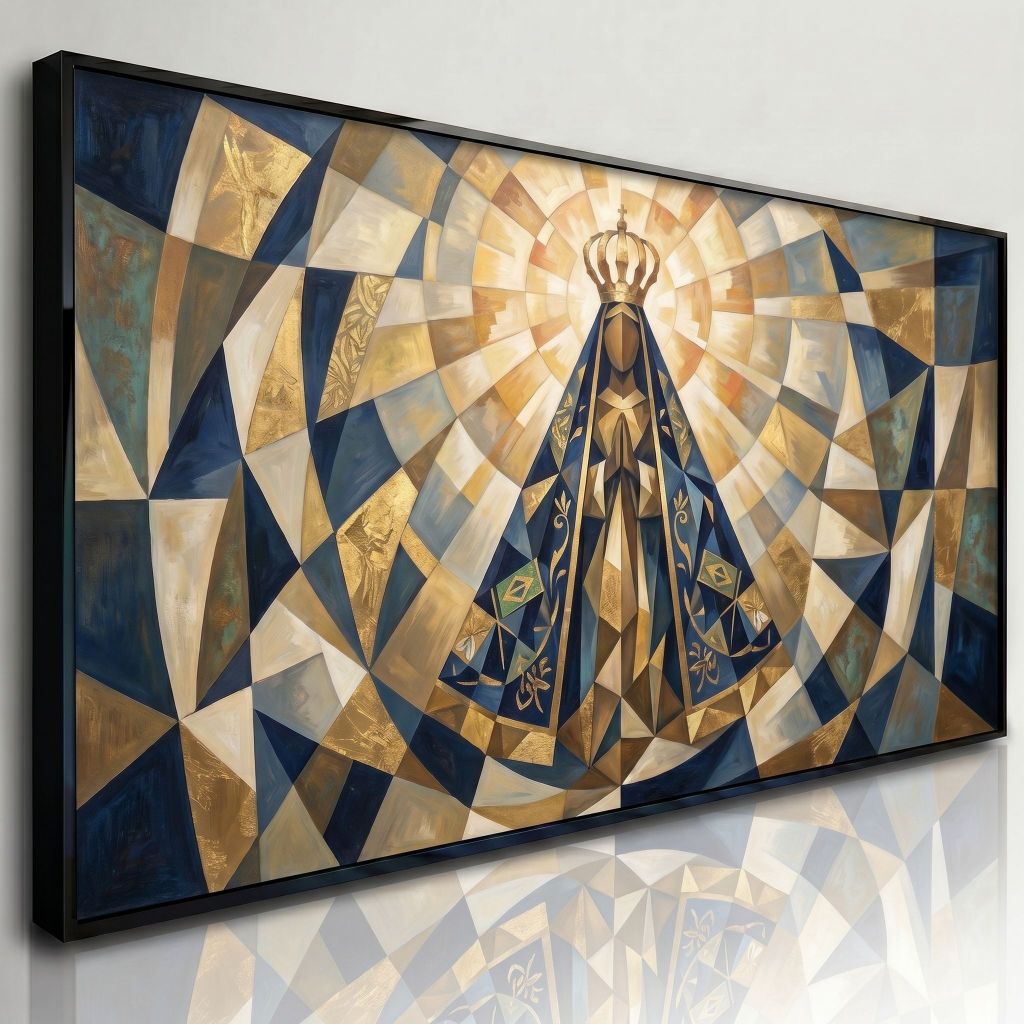 Quadro Decorativo Grande Nossa Senhora Aparecida Vitral Decorativo Católico Arte Sacra Estilo Quarto
