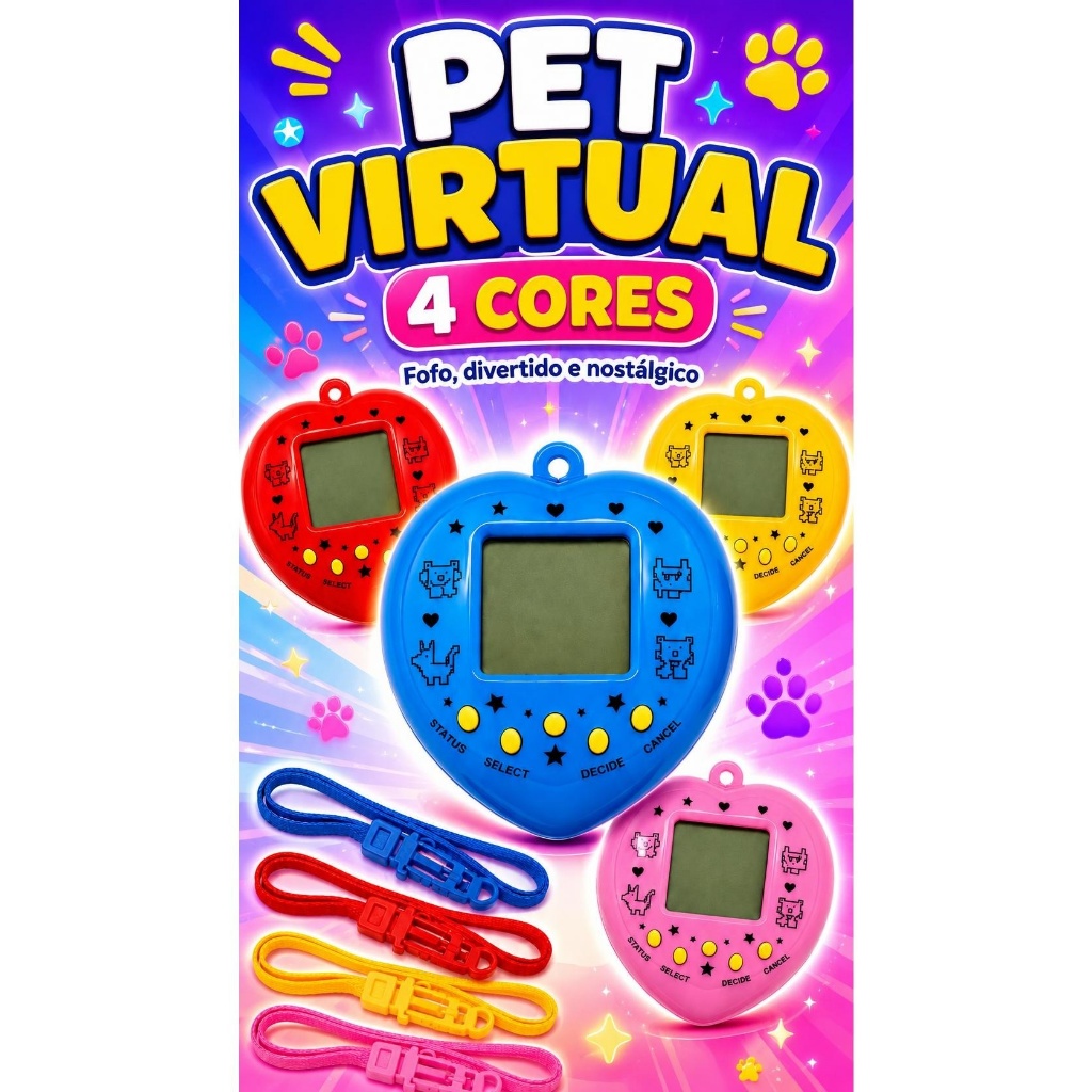 Mini Game bichinho Virtual Machine Pet Super Mini Game Brick Game Tamagotchi Retro Anos 90 Jogos Pet