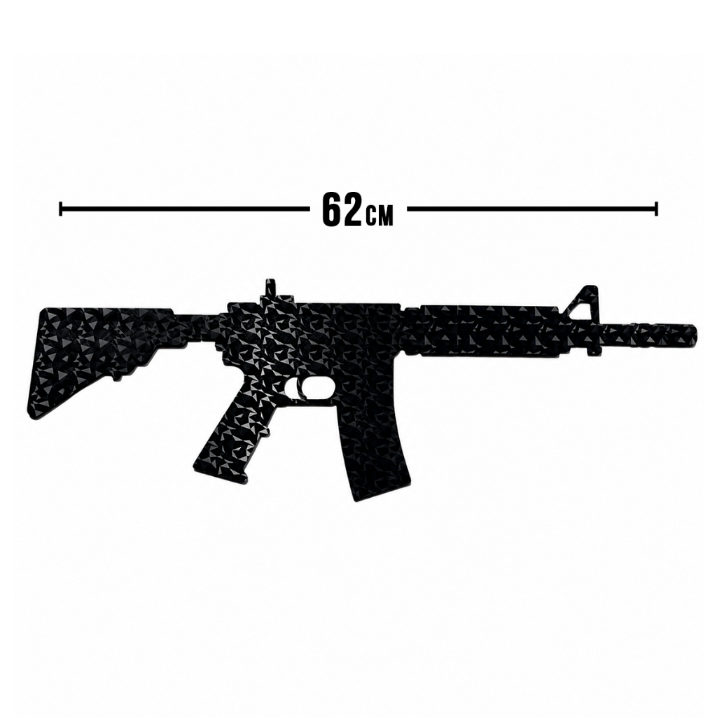 Quadro Decorativo M4A4 CS GO 2 Gamer | Arte de Parede Preta 62cm | Decoração Gamer Efeito Carbono