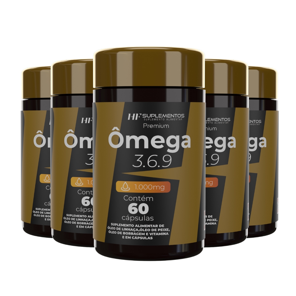 5X OMEGA 3 6 9 60CAPS 1450MG PEIXE LINHAÇA BORRAGEM HF SUPLEMENTS