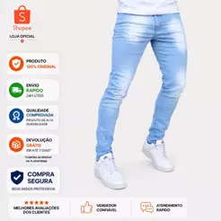 CALÇA JEANS MASCULINA SKINNY COM ELASTANO – PREMIUM FIT