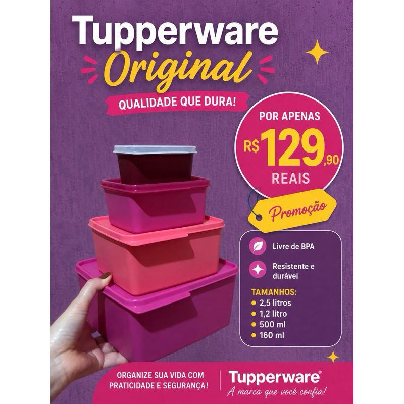 Kit Basic Line 4 Peças Tupperware Original