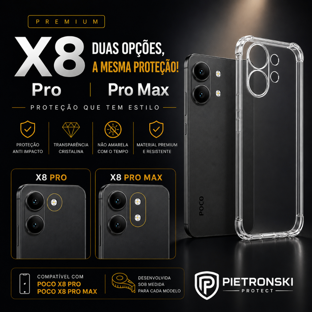 Capinha Para Xiaomi Poco X8 Pro - Capa Transparente Premium - Pietronski Protect