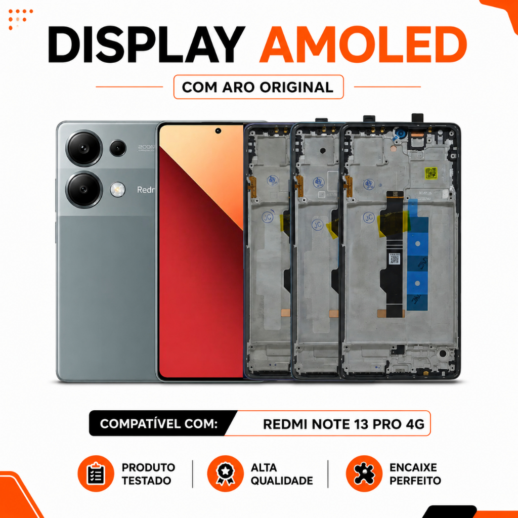 Tela Redmi Note 13 Pro 4G Frontal Com Aro Display Amoled Original C/Digital Chas