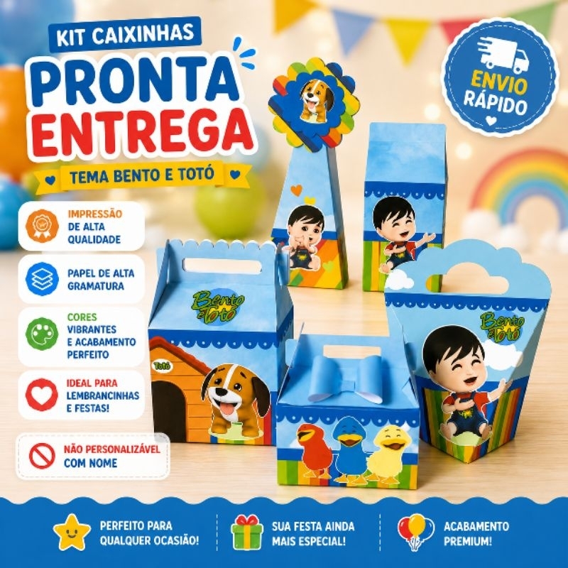 ENVIO RÁPIDO Kit Festa Caixas Bento e Toto Personalizados Lembrancinhas Festa Infantil Aniversário Pegue Monte