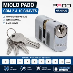 Cilindro miolo tambor Pado 55mm de 2 a 10 chaves