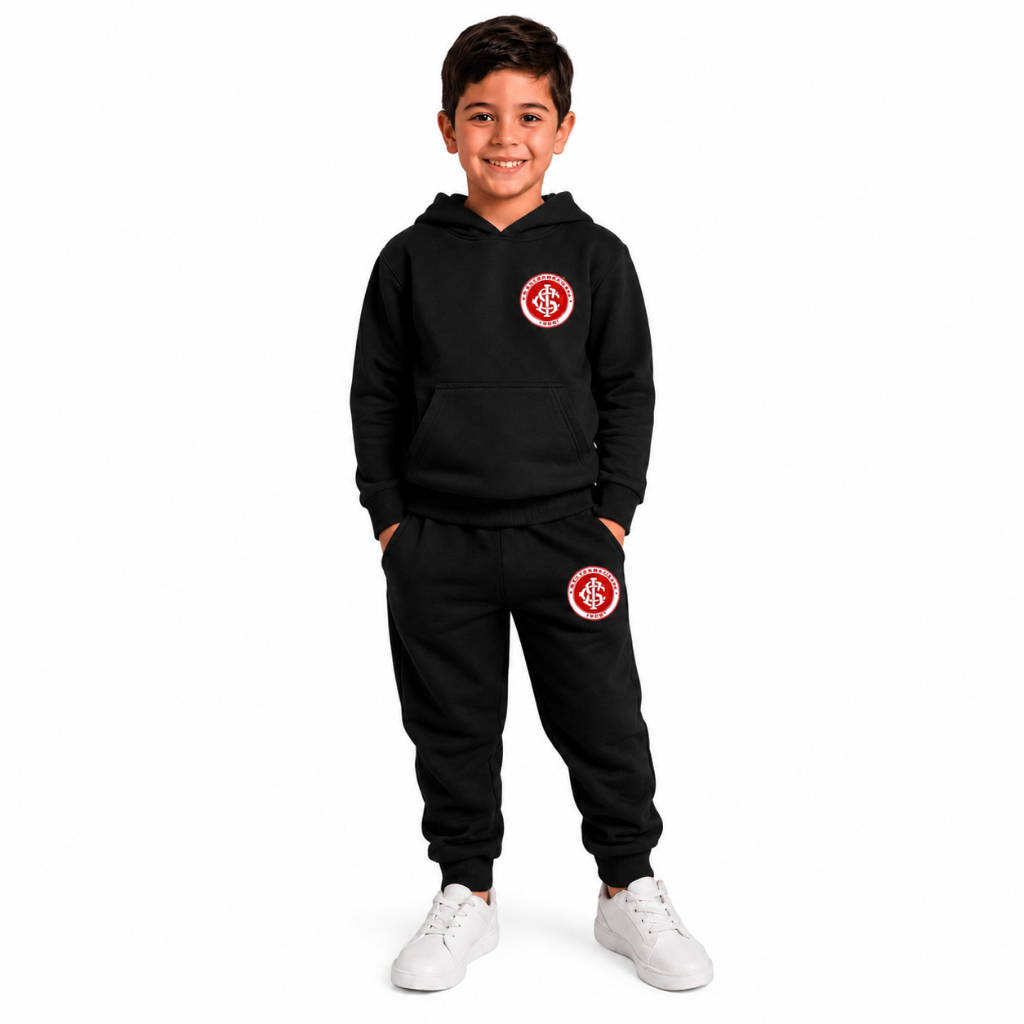Conjunto Infantil Inter  Nacional Moletom  Canguru Flanelado Quentinho Com Capuz