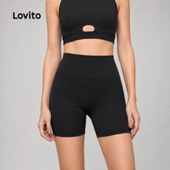 Lovito Bermuda Esportiva Feminina com Cós Largo SSB17061736