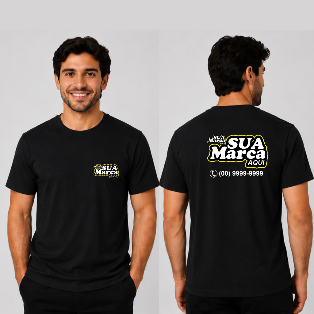Camiseta Personalizada Basica Estampada Uniforme Empresa Malha Fria PV Logo