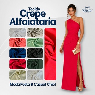 Tecido Crepe Alfaiataria Para Vestidos de Festa Noiva Looks Casuais Chic Tecido Com Elastano Diversas Cores