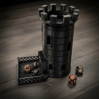 Torre de Dados RPG de Mesa Castelo Medieval Dice Tower para Board Games Rolagem de Dados Preto