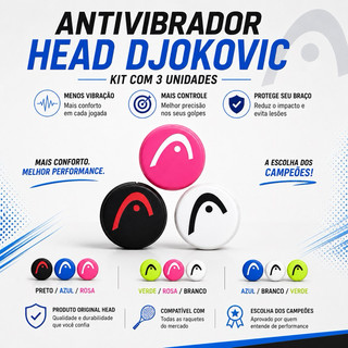 Antivibrador Head Djokovic - Kit Com 3 Unidades - Para Raquetes De Tênis
