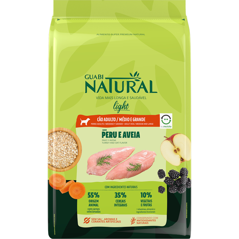 Ração Guabi Natural Cães Light Raça Média e Grande 12 kg