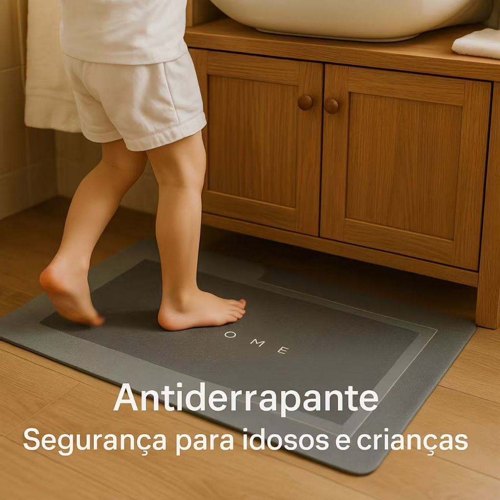 Tapete de Banheiro Absorvente Antiderrapante Secagem Rápida