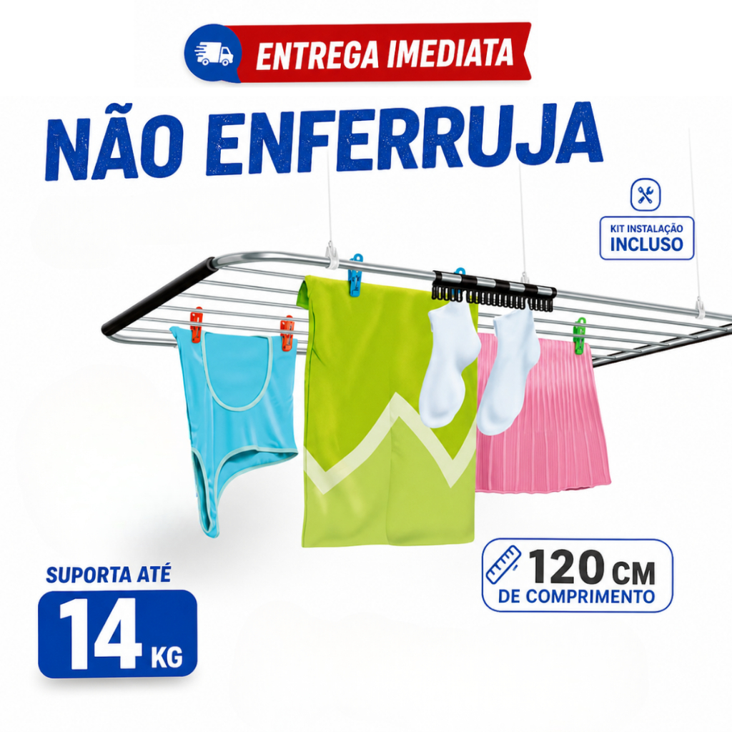 Varal de Teto 100% Alumínio 14Kg Mor