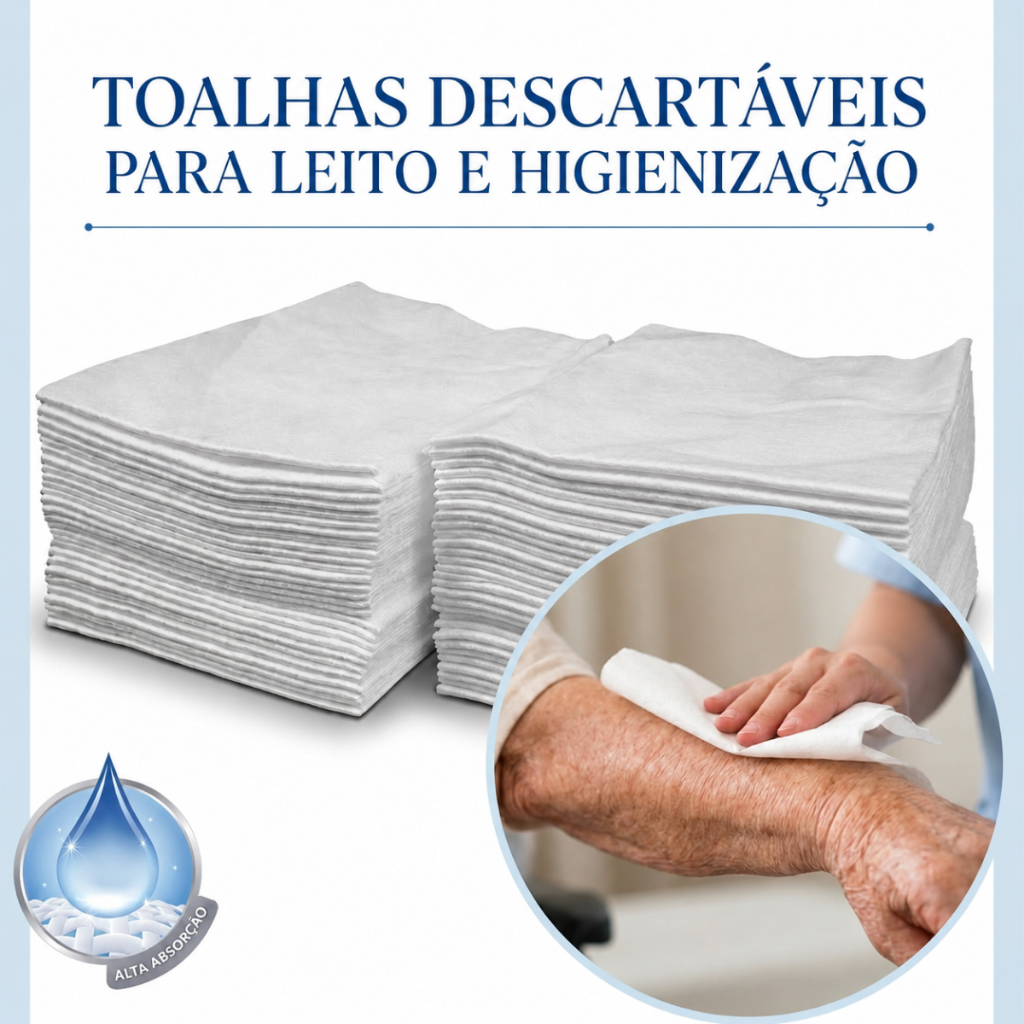 Toalha Lenço Descartável Banho Higiene Leito 20x30cm Alta Absorção