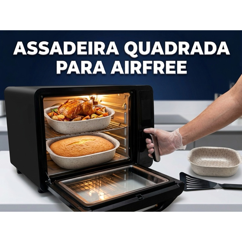 Forma Bege Antiaderente Para Airfryer Quadrada 22cm Cesta Universal Premium