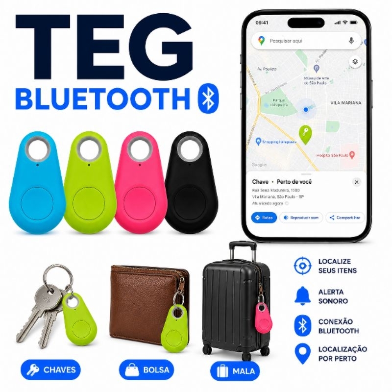 Tag Bluetooth Localizador Smart Anti Perda Rastreador Chaves Bolsa Mala Carteira iOS Android,,