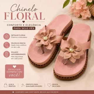 Chinelo Conforto Rosé Floral-Conforto e Elegância Feminina