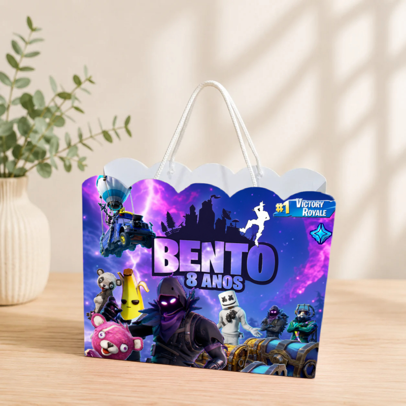 Sacolinha Personalizada Fortnite Pegue e Monte Lembrancinha Aniversário Infantil Mimos Festa