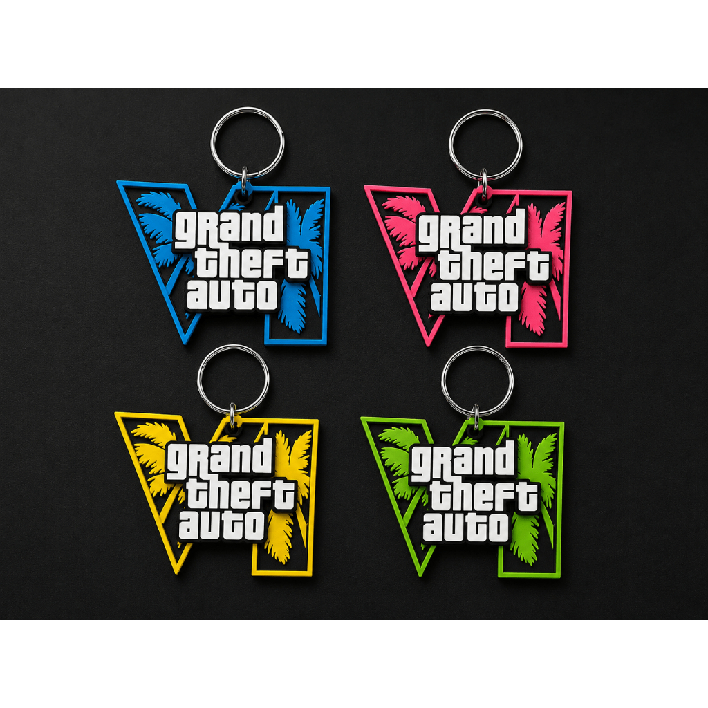 Chaveiro GTA VI em Impressão 3D | Grand Theft Auto VI | Chaveiro Gamer | 4 Cores
