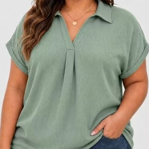 CAMISA BLUSA FEMININA PLUS SEZI DE TECIDO DUNA CANELADO
