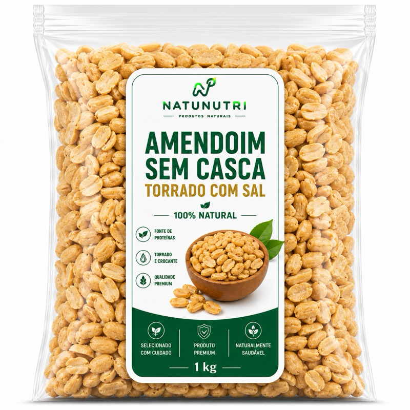 Amendoim Torrado Sem Casca COM SAL 1 Kg 500g 250g- Natunutri