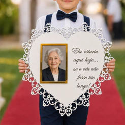 Placa de Casamento Homenagem Porta Retrato Coração Decorativo Entrada Decoração
